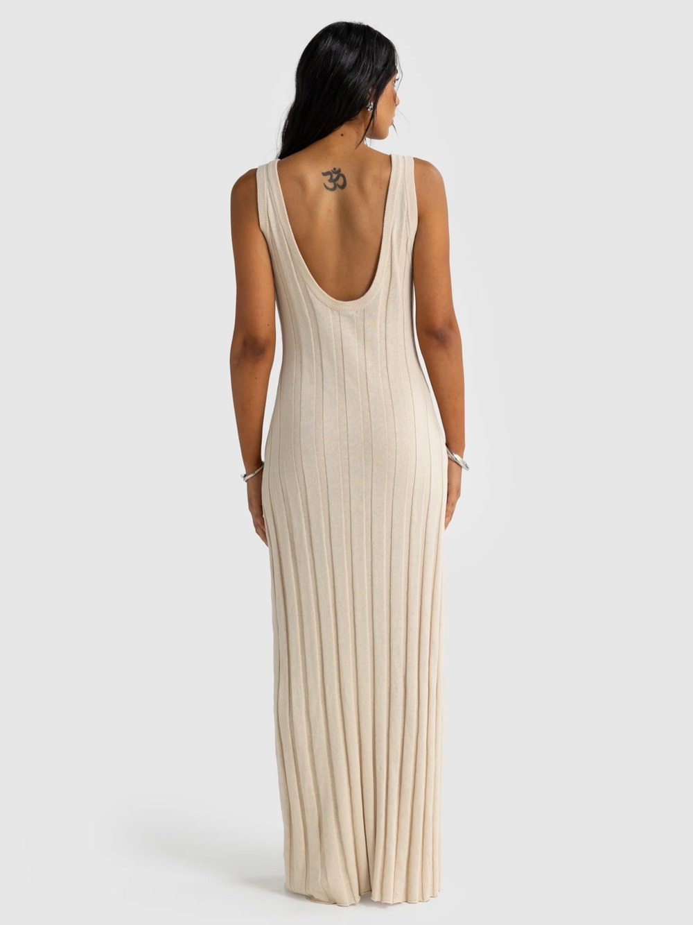ORTC Amara Full Length Knit Dress Oat - Picture 3 of 6